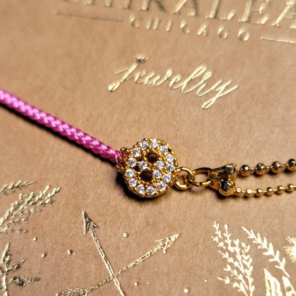 NWT Shiraleah Anthropologie Mala String and Chain Skull Bracelet in Pink